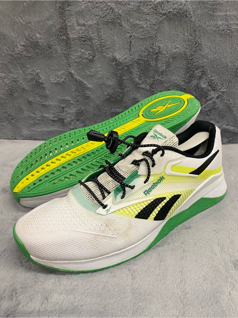 Reebok NANO X4 White Green & Neon Weightlifting Cross Trainers Mens Size 9.5